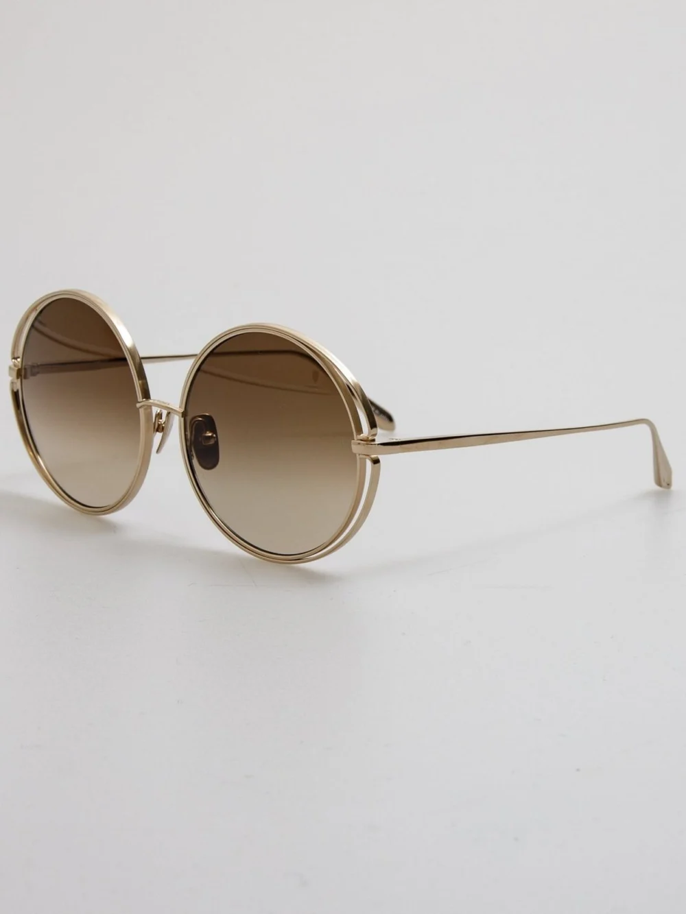 Linda Farrow Selene Sunglasses, 22k gold and mocha, view 2