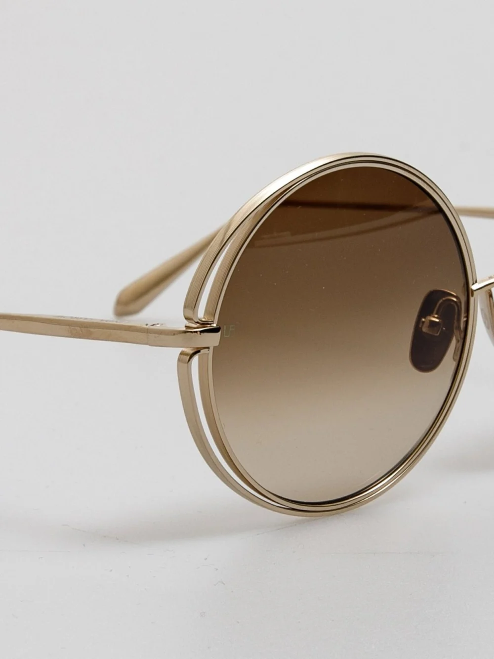 Linda Farrow Selene Sunglasses, 22k gold and mocha, view 4