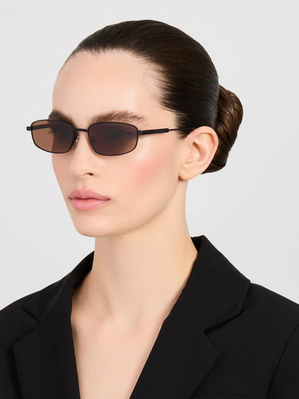 Linda Farrow Sera Sunglasses, black and chocolate, view 3