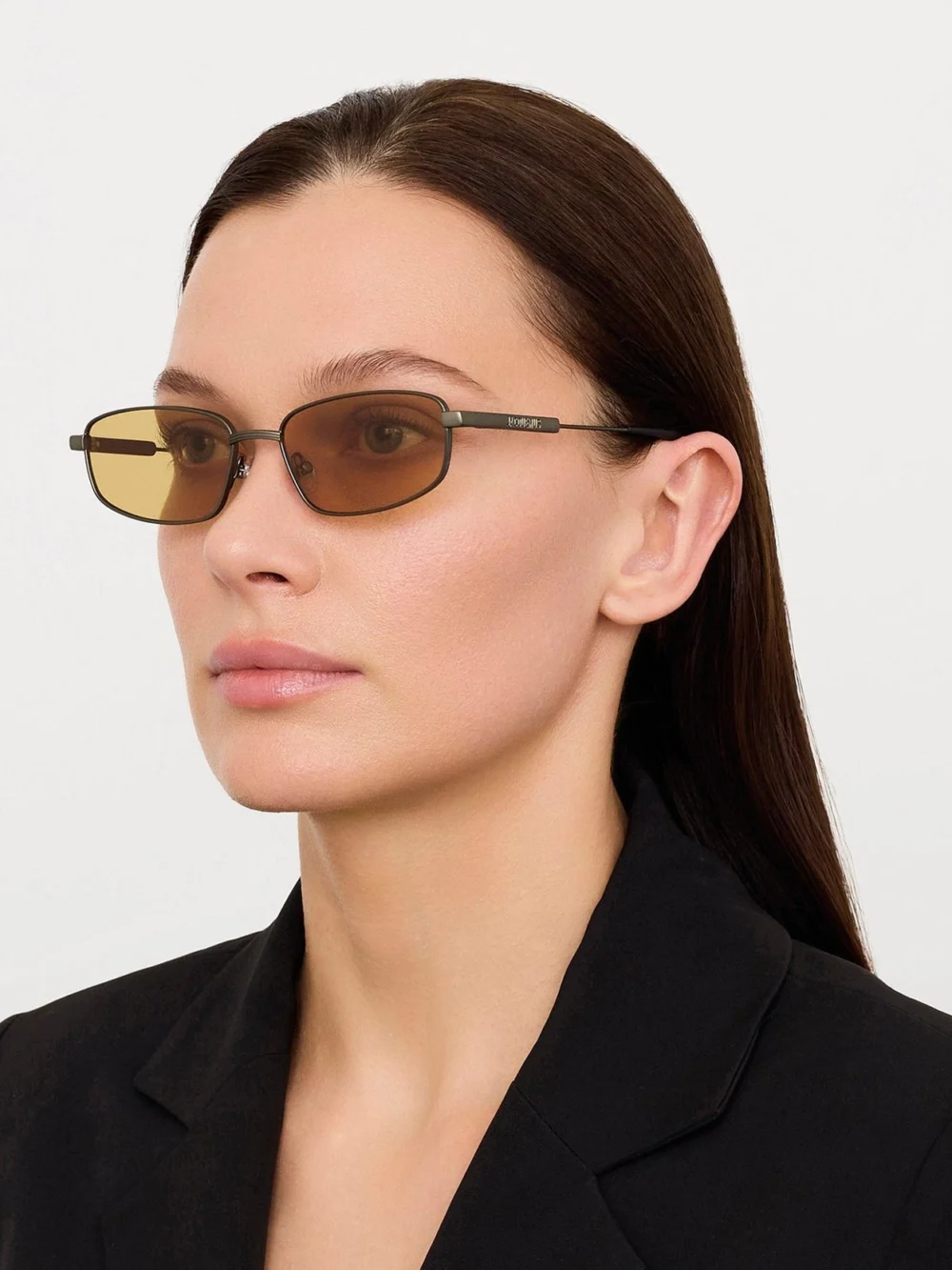 Linda Farrow Sera Sunglasses, matt putty and amber, view 3