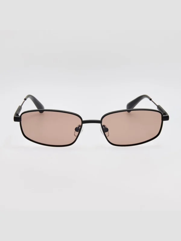 Linda Farrow Sera Sunglasses in Metallic Black and Grey
