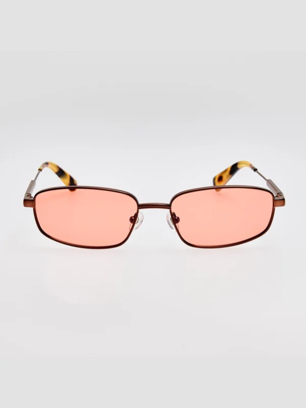 Linda Farrow Sera Sunglasses in Metallic Brown and Rose