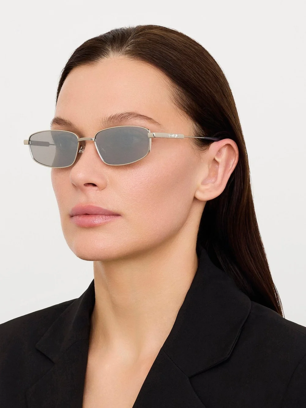 Linda Farrow Sera Sunglasses, silver, view 3