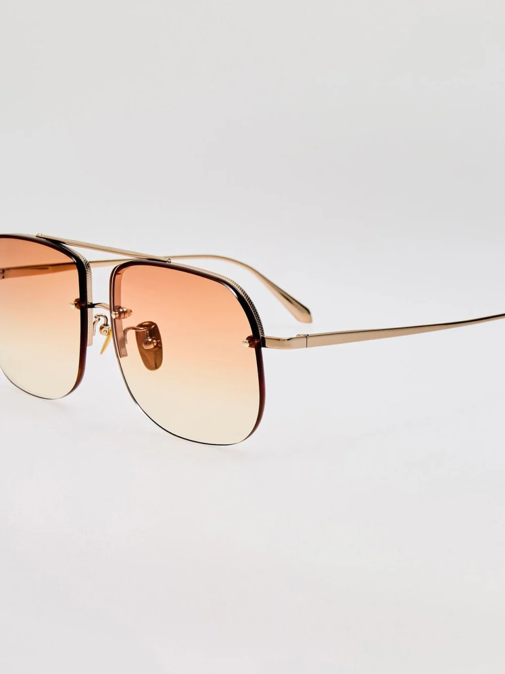Linda Farrow Seren Sunglasses, 18k rose gold and camel, view 2