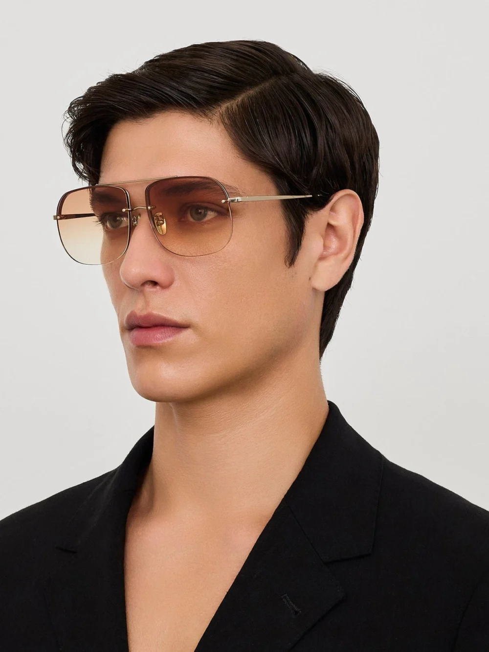 Linda Farrow Seren Sunglasses, 18k rose gold and camel, view 4