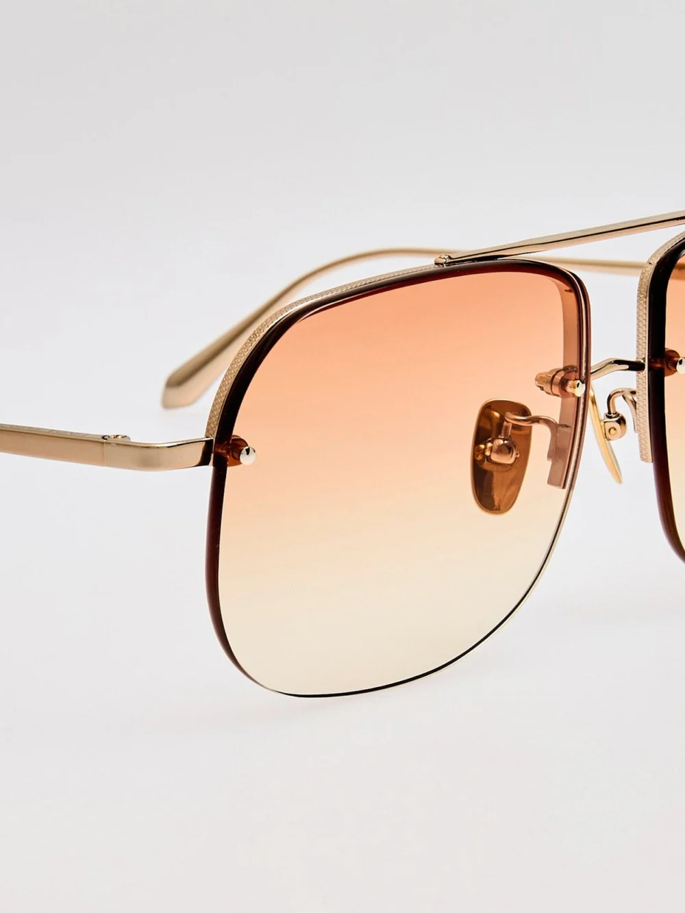 Linda Farrow Seren Sunglasses, 18k rose gold and camel, view 5