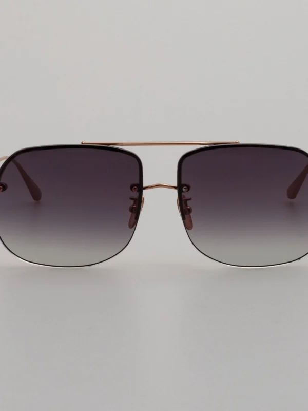 Linda Farrow Seren Sunglasses in 18k Rose Gold and Grey