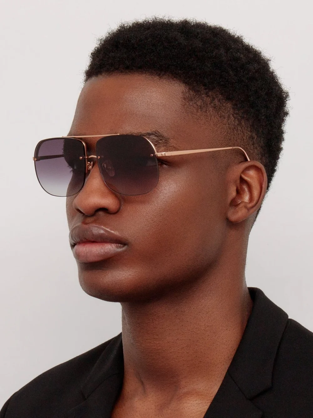 Linda Farrow Seren Sunglasses, 18k rose gold and grey, view 4