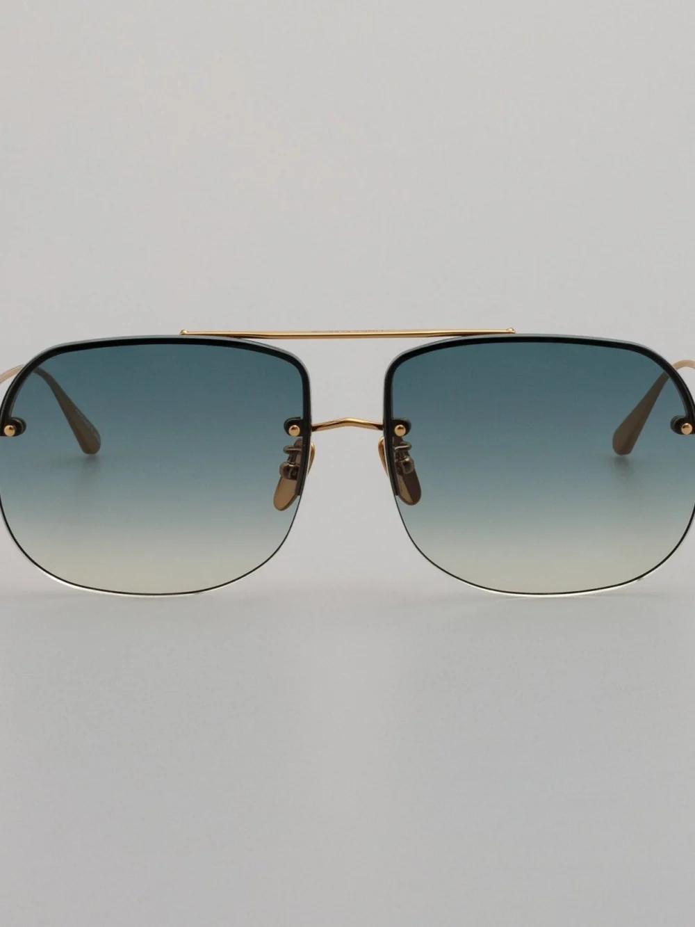 Linda Farrow Seren Sunglasses in 22k gold and aqua