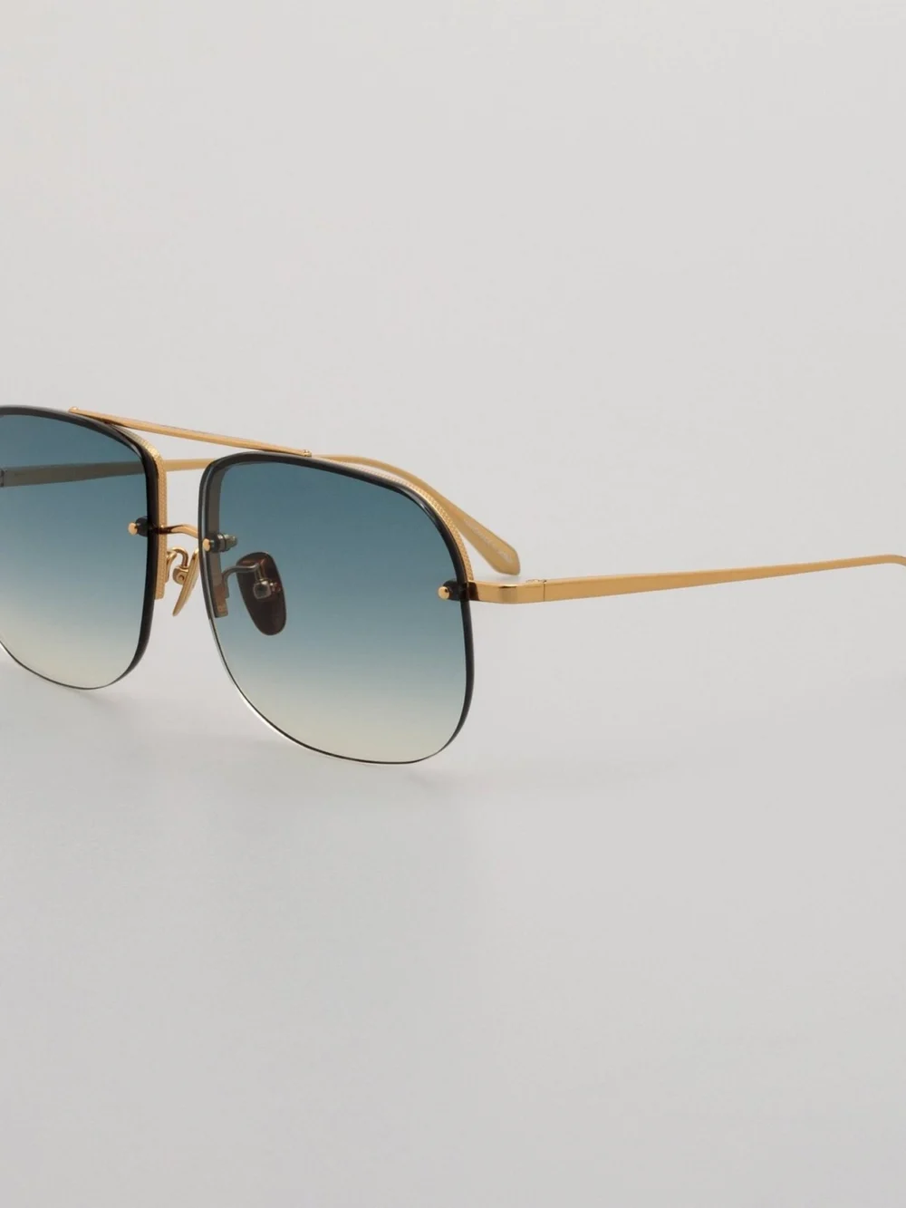 Linda Farrow Seren Sunglasses, 22k gold and aqua, view 2