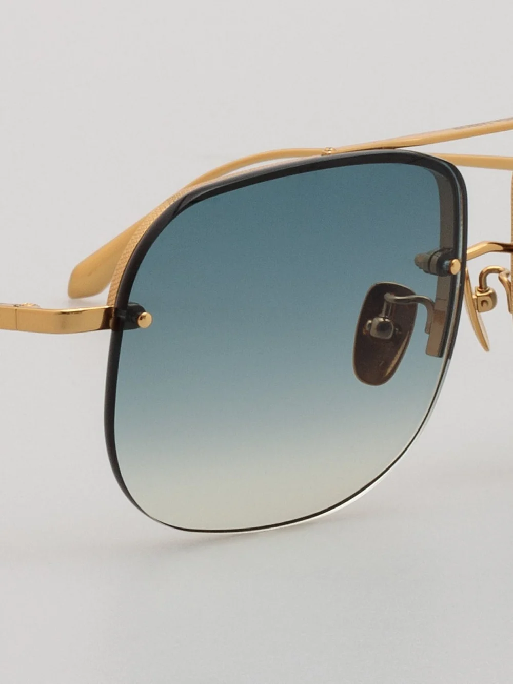 Linda Farrow Seren Sunglasses, 22k gold and aqua, view 6