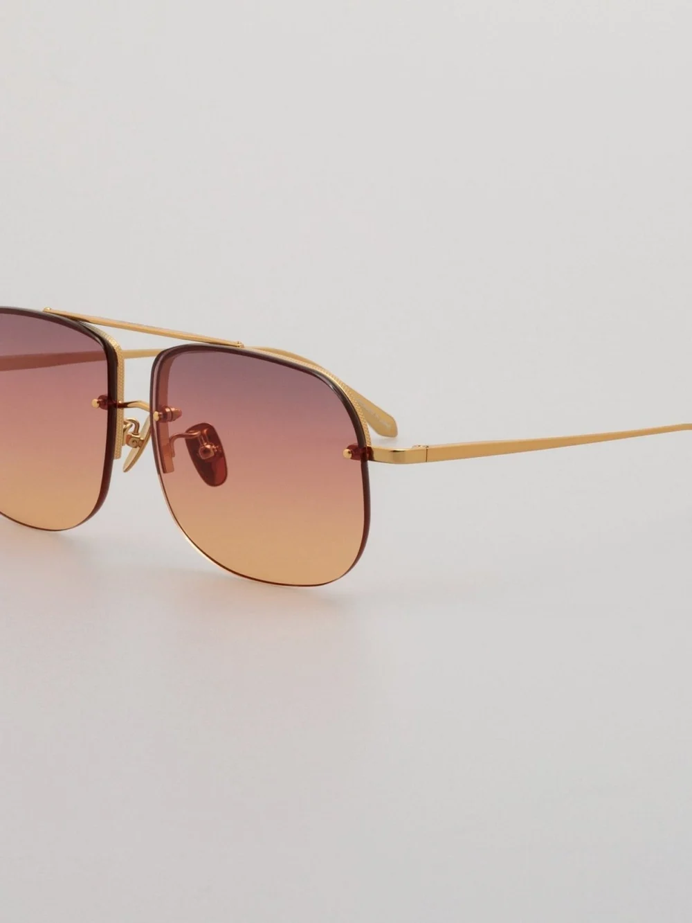 Linda Farrow Seren Sunglasses, 22k gold and sunset orange, view 2