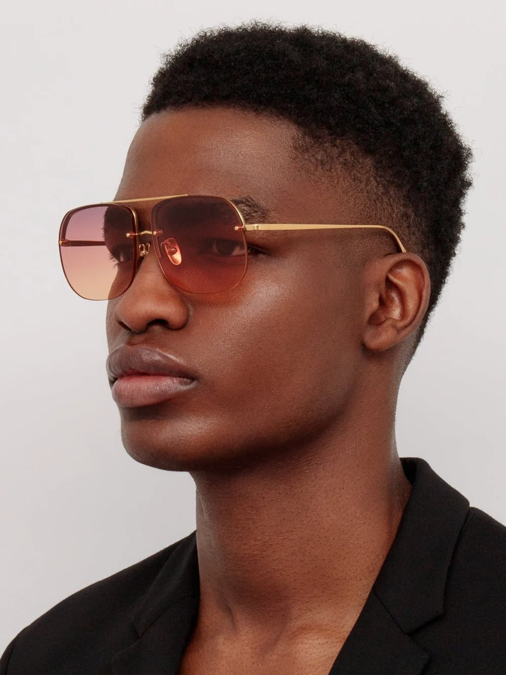 Linda Farrow Seren Sunglasses, 22k gold and sunset orange, view 4