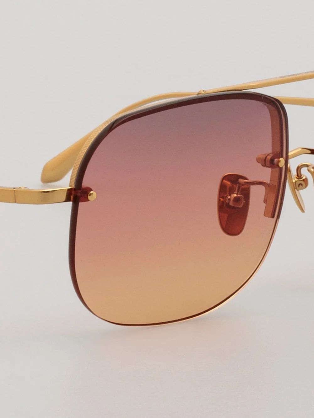 Linda Farrow Seren Sunglasses, 22k gold and sunset orange, view 6