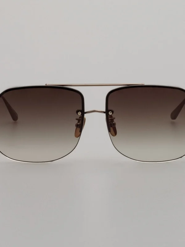 Linda Farrow Seren Sunglasses in Mocha and 22K Gold