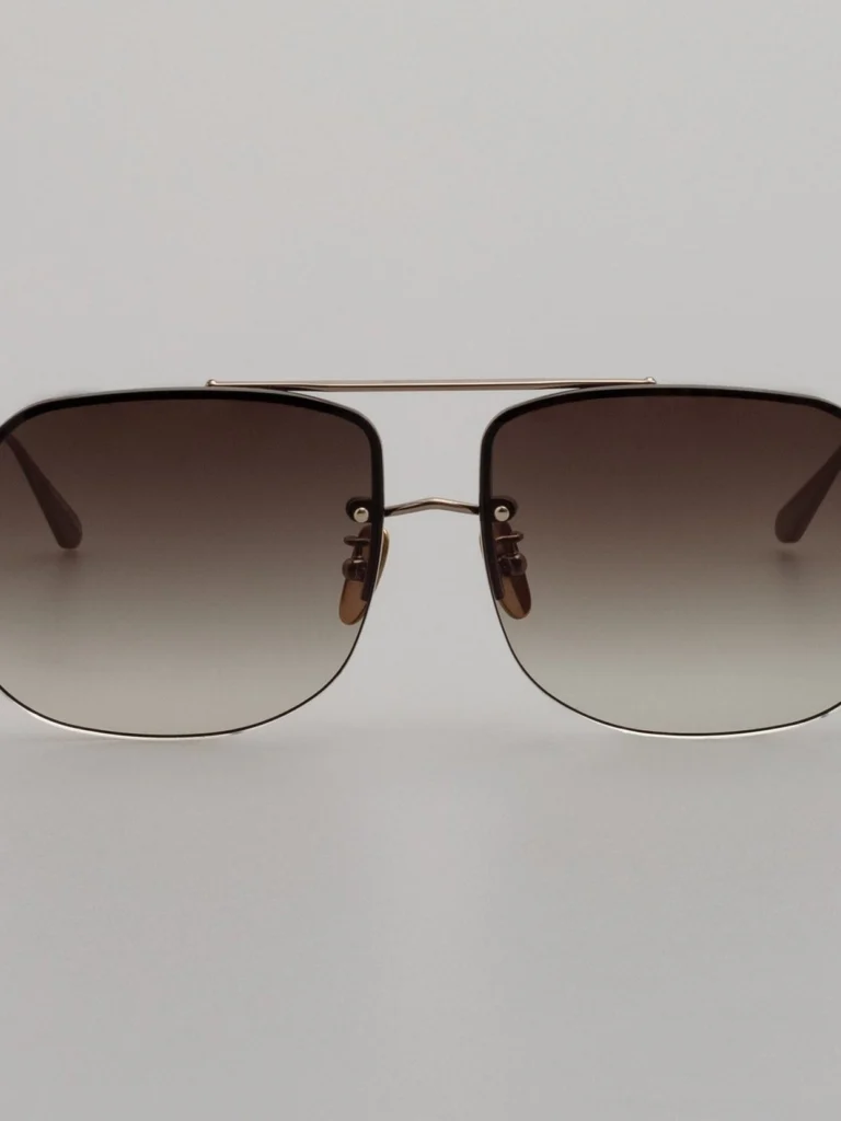 Linda Farrow Seren Sunglasses in Mocha and 22K Gold