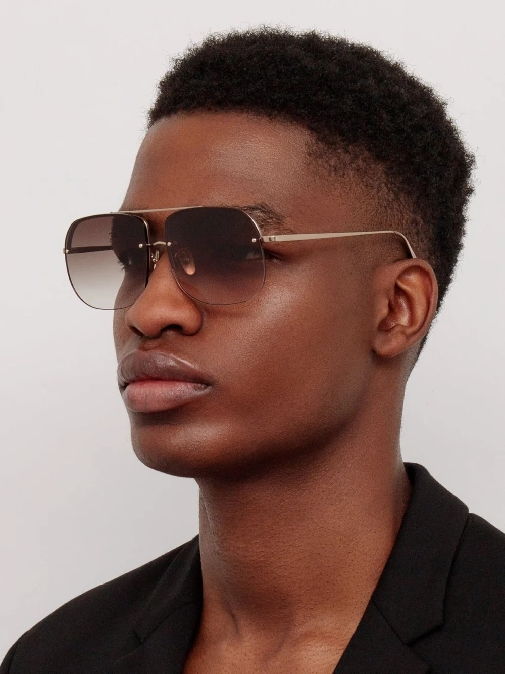 Linda Farrow Seren Sunglasses, mocha and 22k gold, view 4