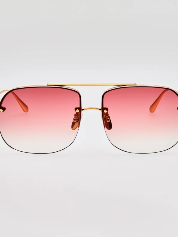 Linda Farrow Seren Sunglasses in Red and 22k Gold