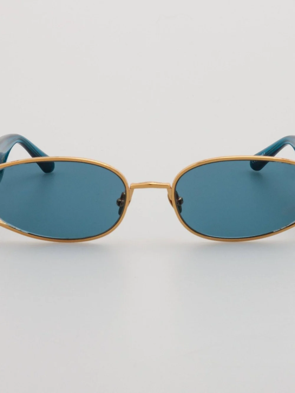 Linda Farrow Shelby Sunglasses in 22k gold and aqua