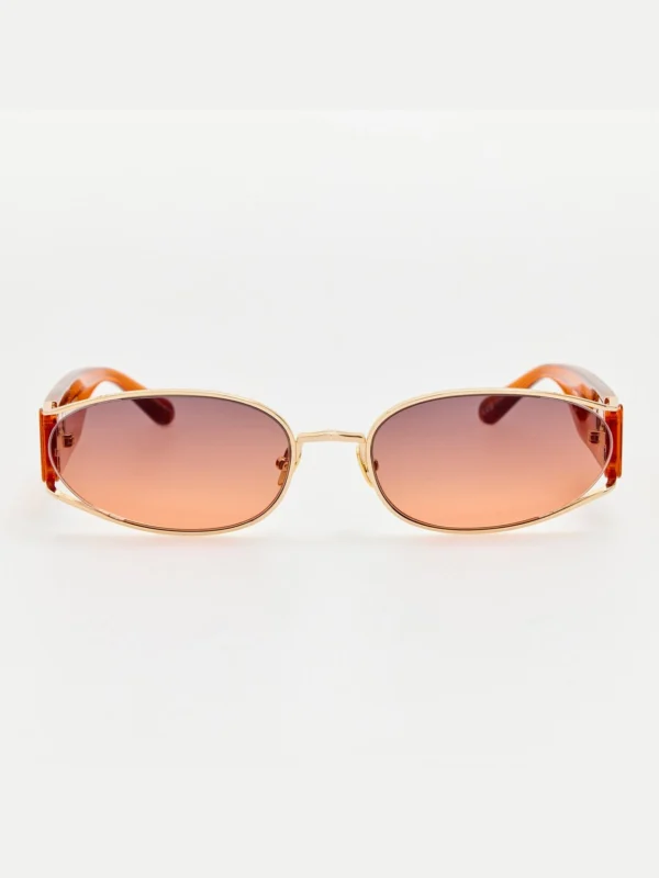 Linda Farrow Shelby Sunglasses in 22K Gold and Dusk