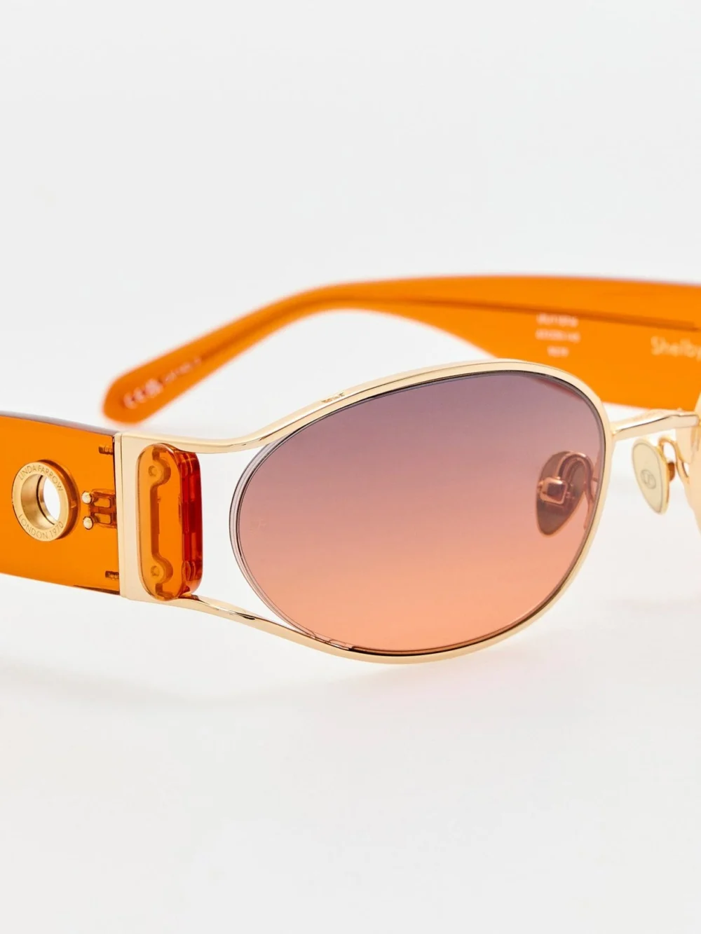 Linda Farrow Shelby Sunglasses, 22k gold and dusk, view 4