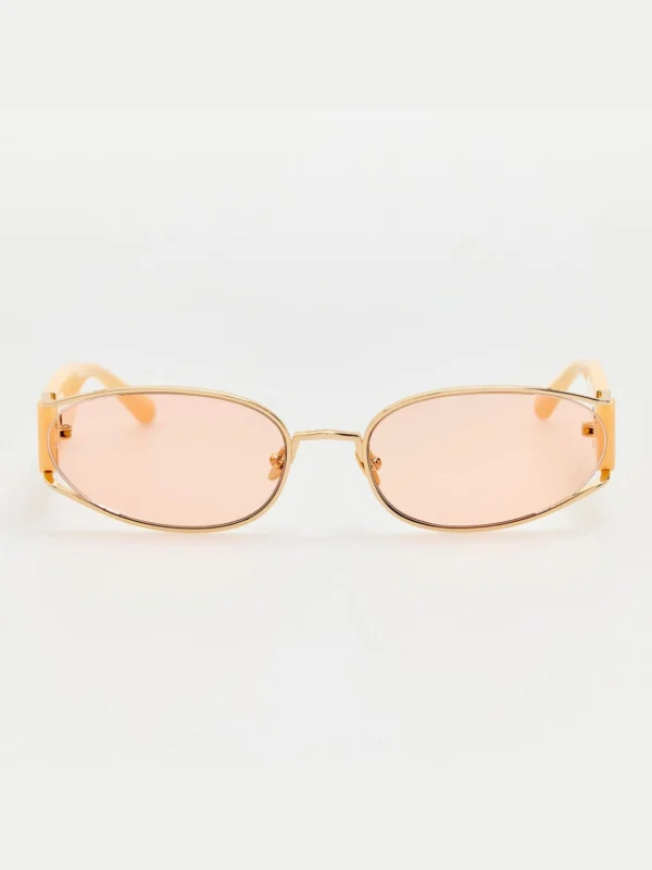 Linda Farrow Shelby Sunglasses in 22K Gold and Peach