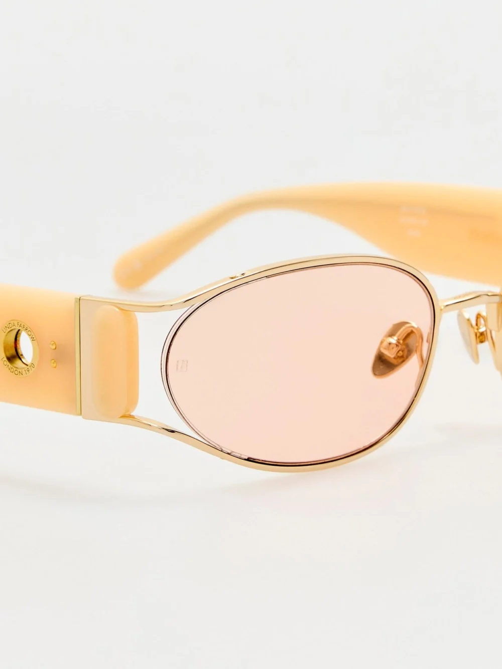 Linda Farrow Shelby Sunglasses, 22k gold and peach, view 4