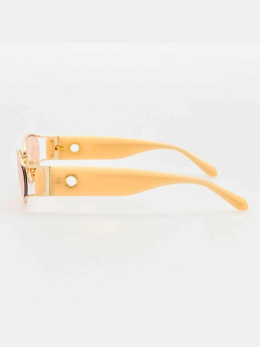 Linda Farrow Shelby Sunglasses, 22k gold and peach, view 5