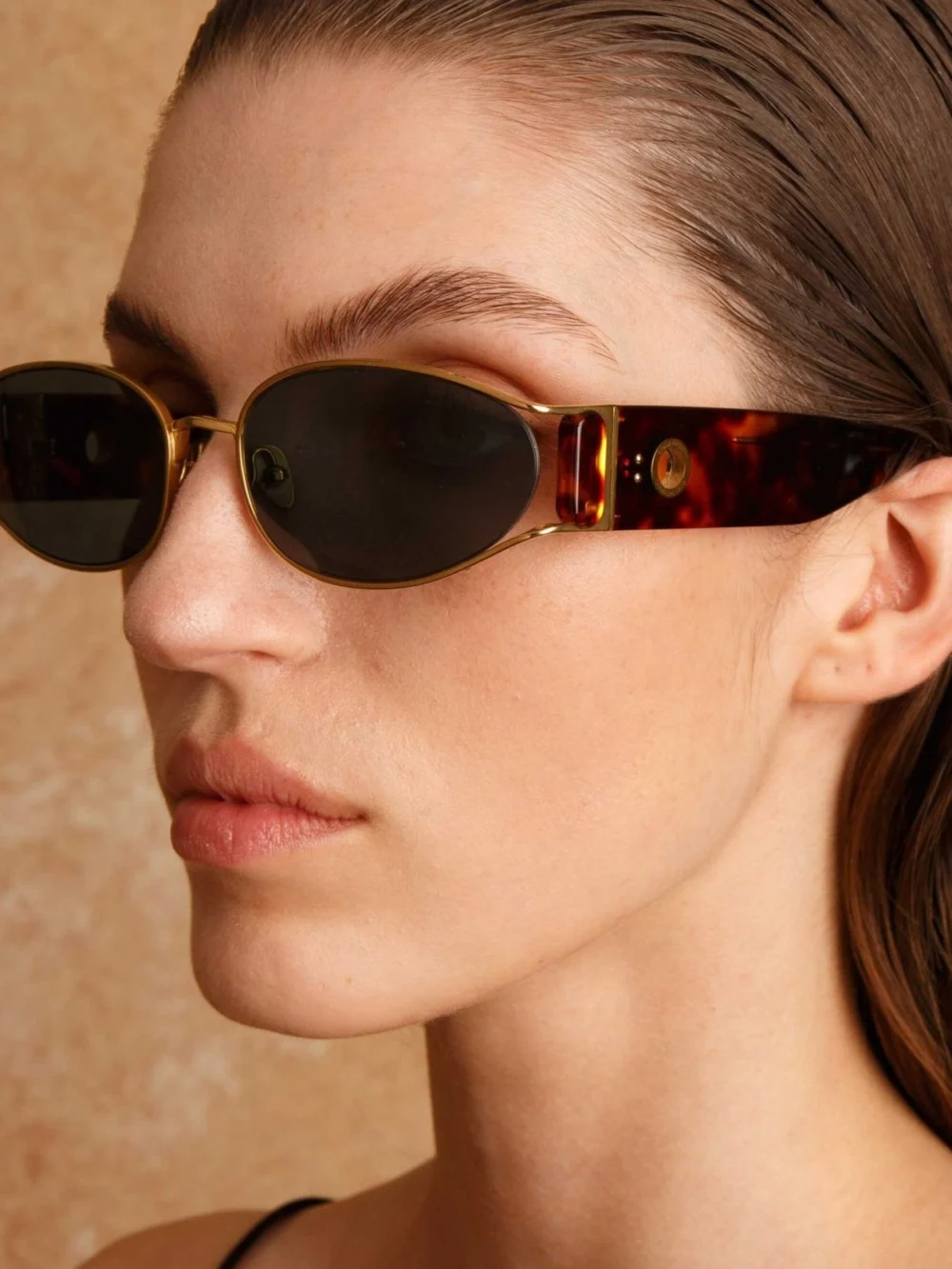 Linda Farrow Shelby Sunglasses, tortoiseshell, view 4