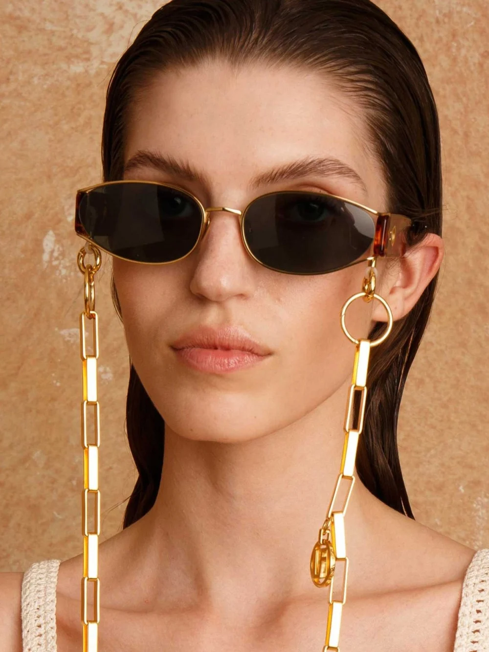 Linda Farrow Shelby Sunglasses, tortoiseshell, view 6