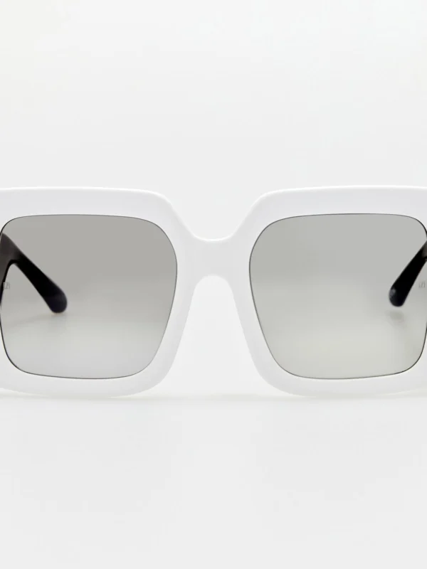 Linda Farrow Shelly Oversize Sunglasses in White