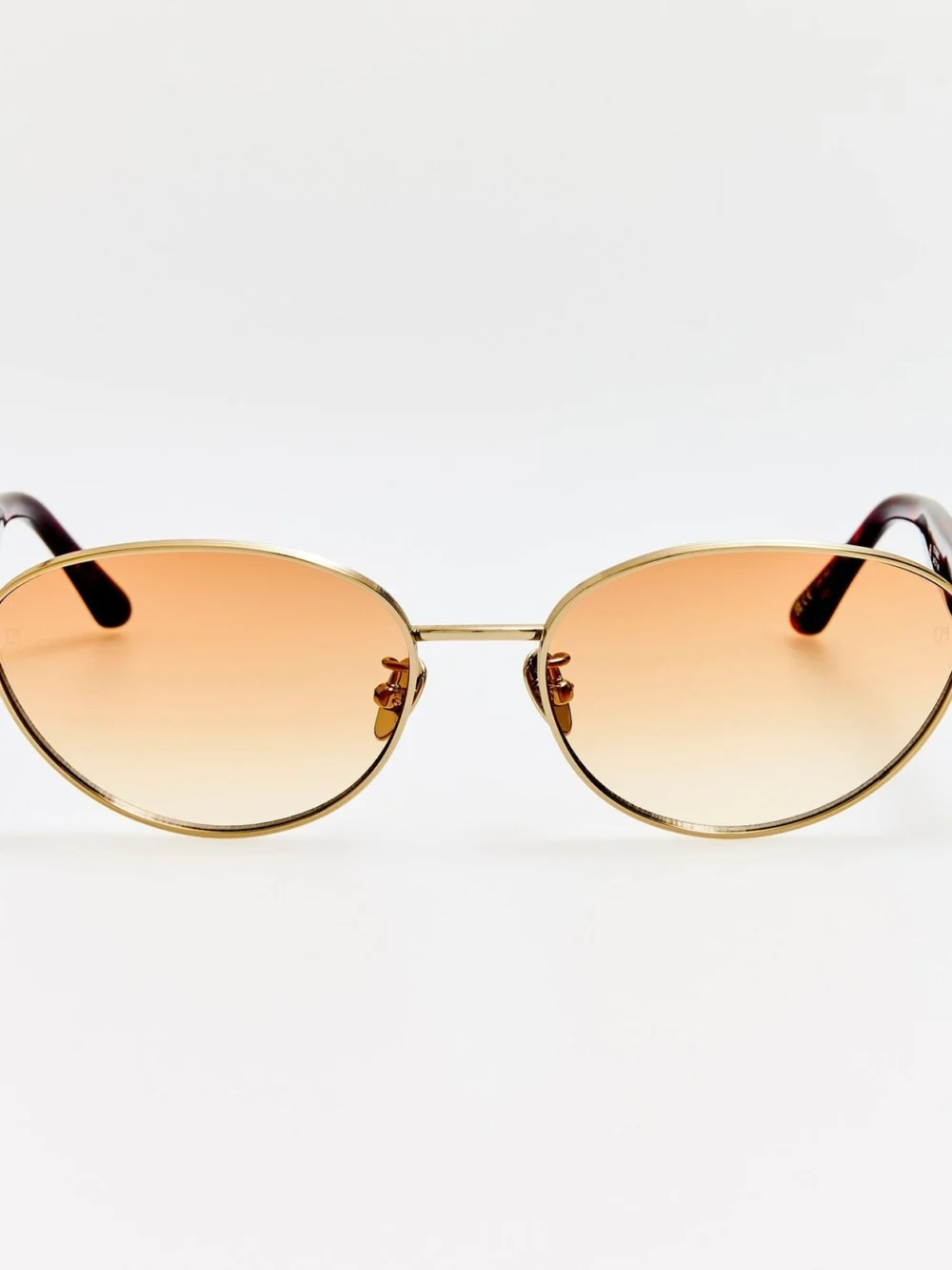 Linda Farrow Sheri Sunglasses in 22k gold and camel