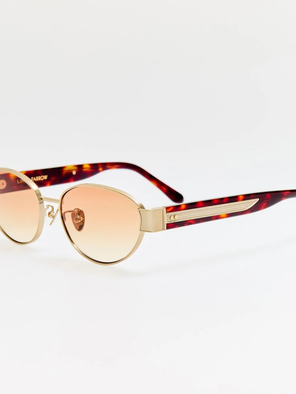 Linda Farrow Sheri Sunglasses, 22k gold and camel, view 2
