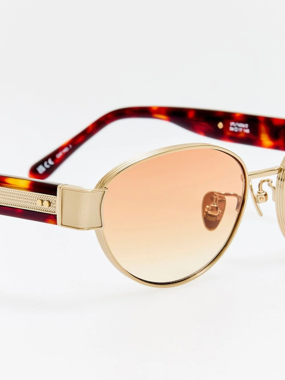 Linda Farrow Sheri Sunglasses, 22k gold and camel, view 4