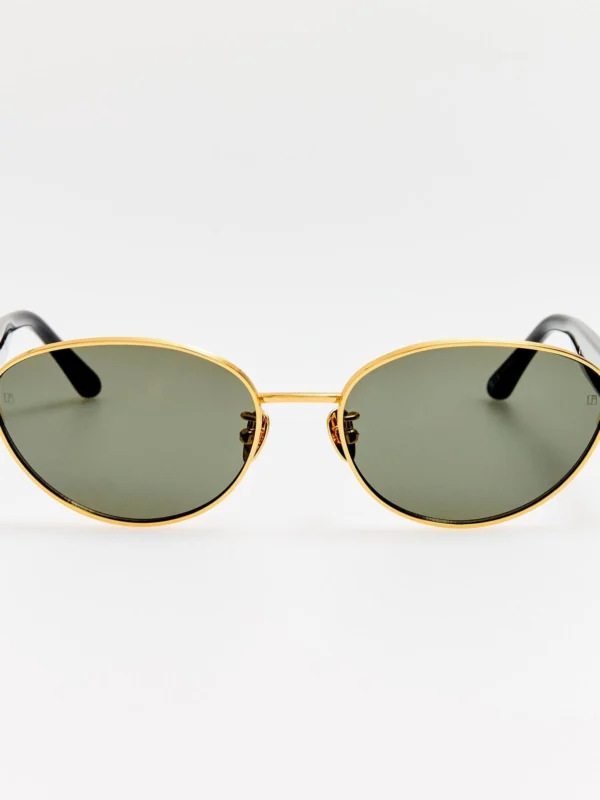Linda Farrow Sheri Sunglasses in 22K Gold and Grey