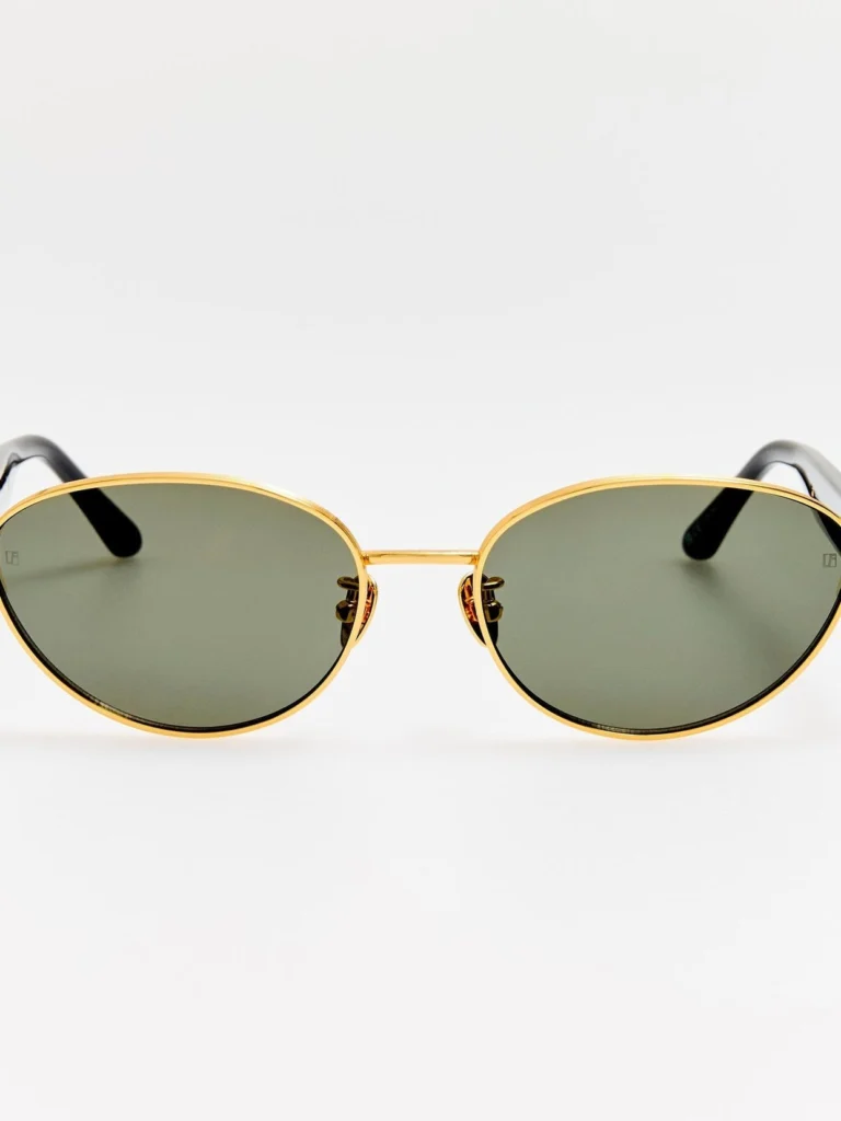 Linda Farrow Sheri Sunglasses in 22K Gold and Grey