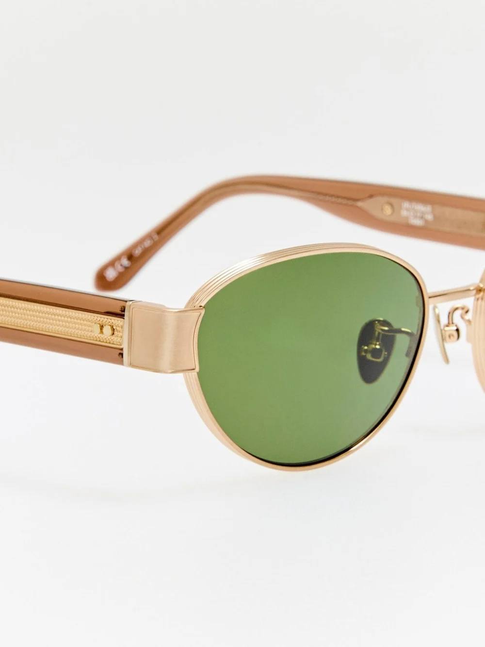 Linda Farrow Sheri Sunglasses, matt champagne and green, view 4