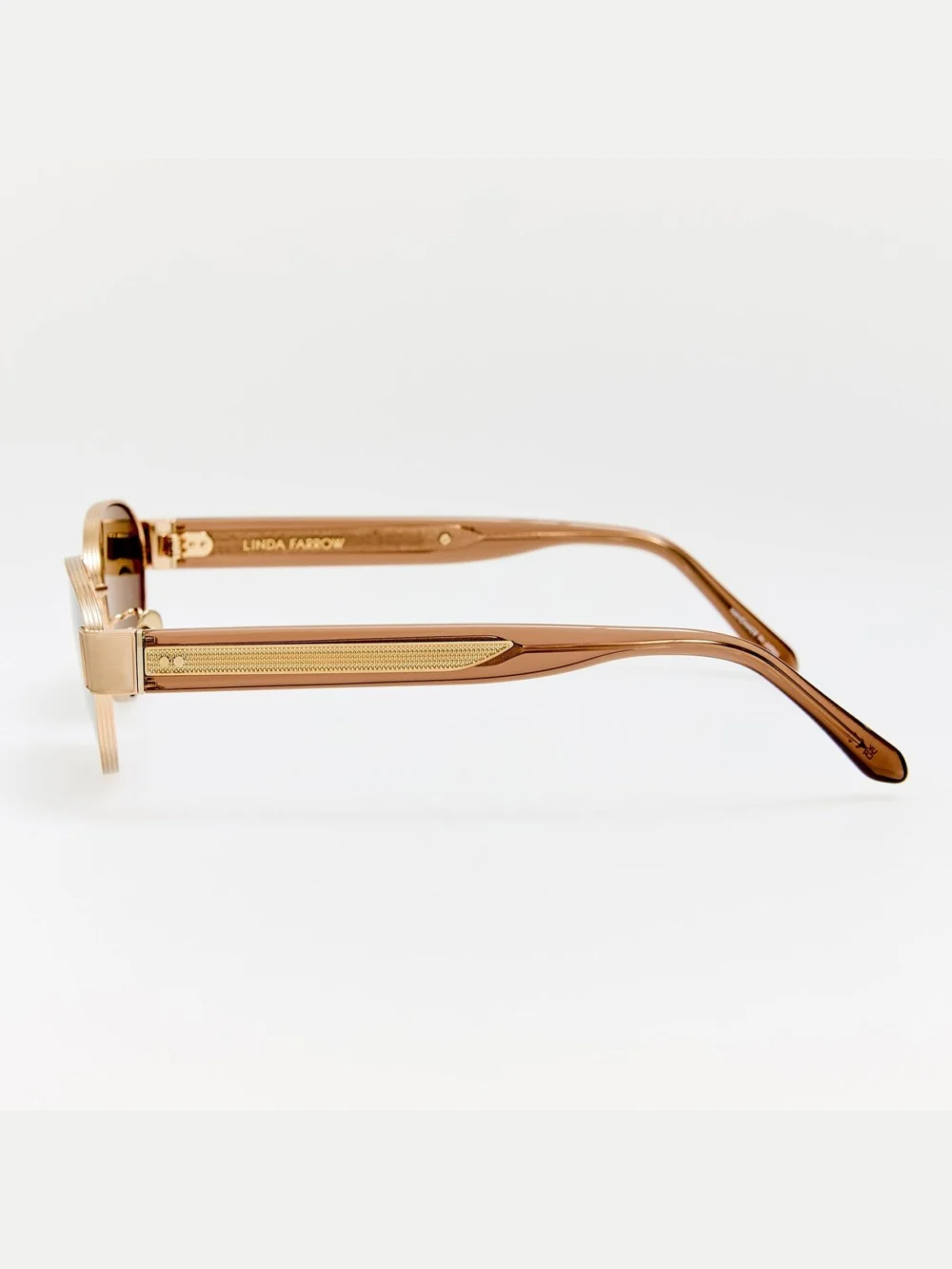 Linda Farrow Sheri Sunglasses, matt champagne and green, view 5
