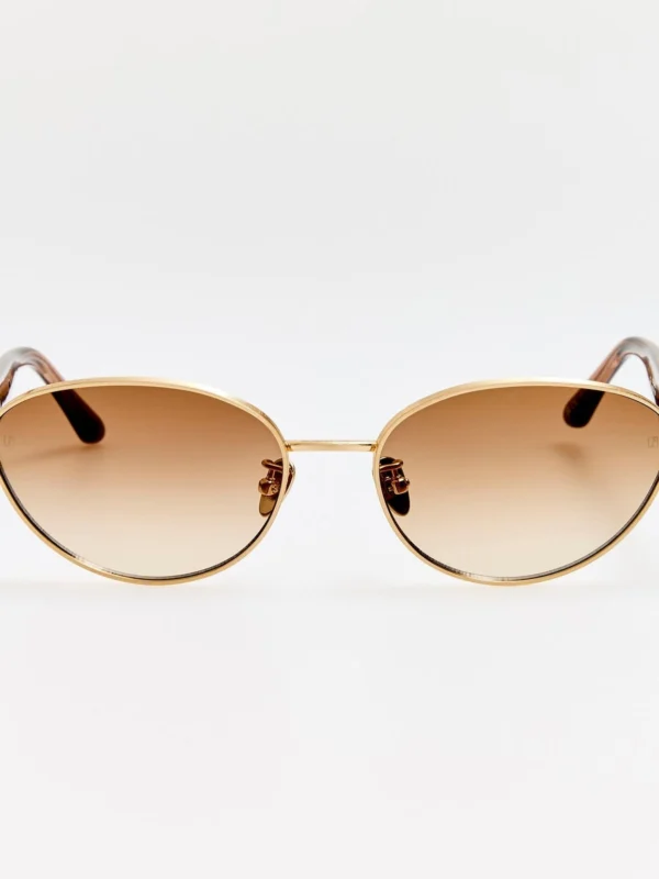 Linda Farrow Sheri Sunglasses in Matt Champagne and Mocha