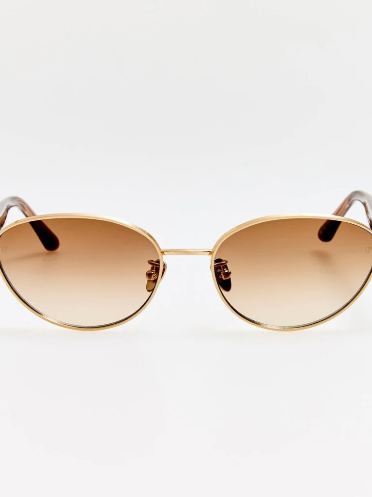 Linda Farrow Sheri Sunglasses in Matt Champagne and Mocha