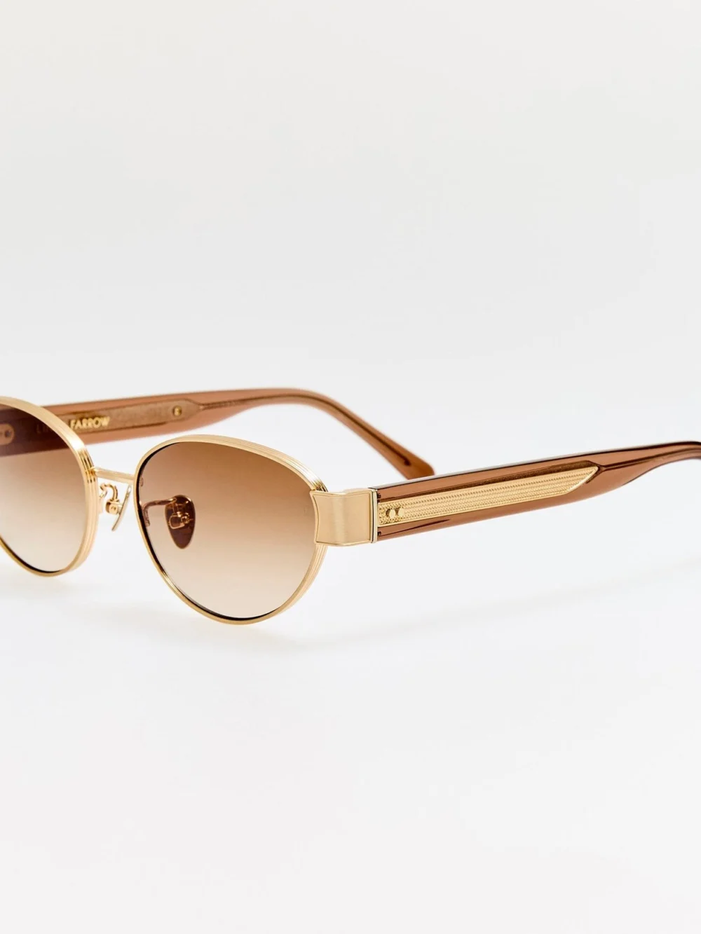 Linda Farrow Sheri Sunglasses, matt champagne and mocha, view 2