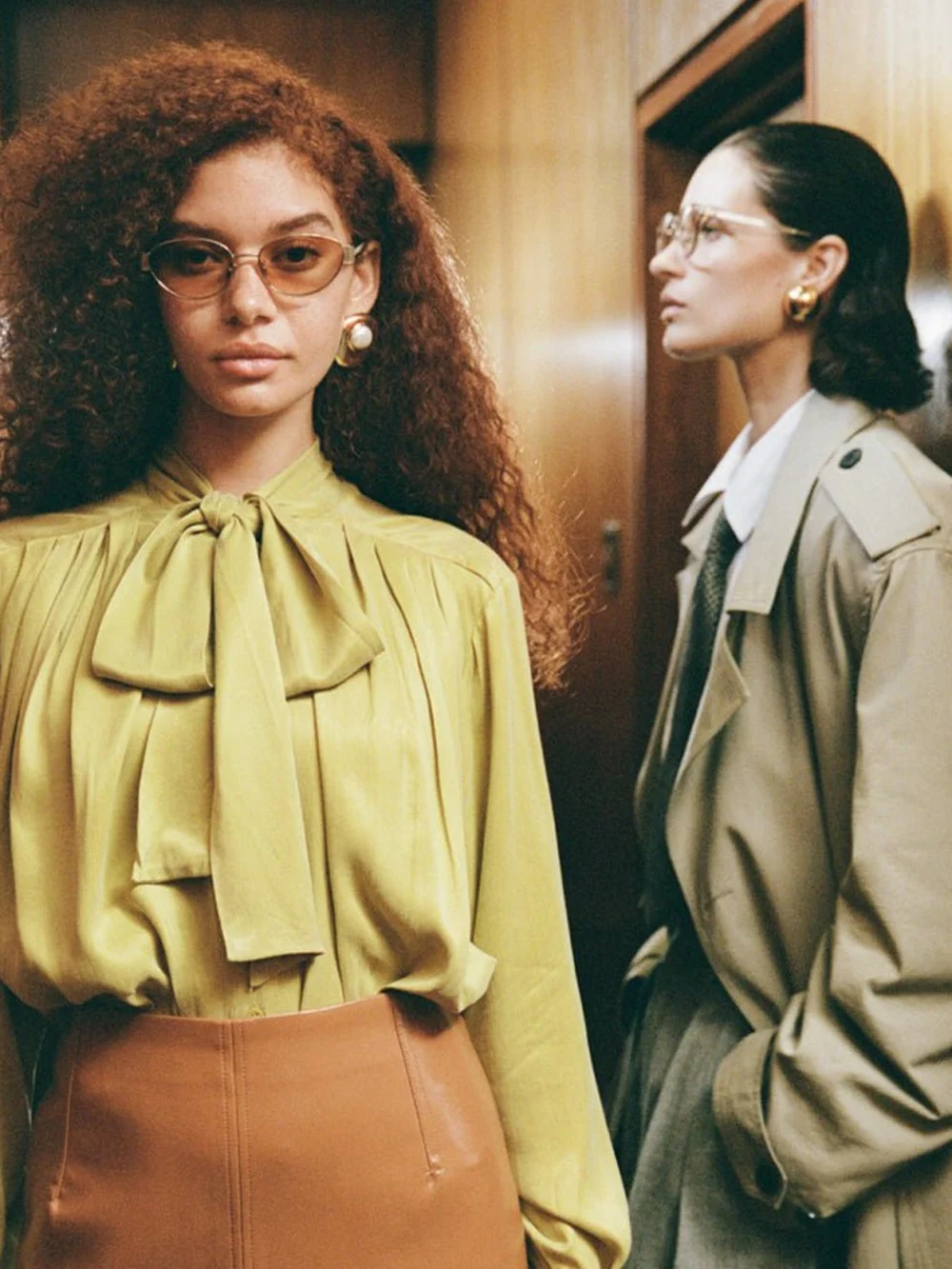 Linda Farrow Sheri Sunglasses, matt champagne and mocha, view 3