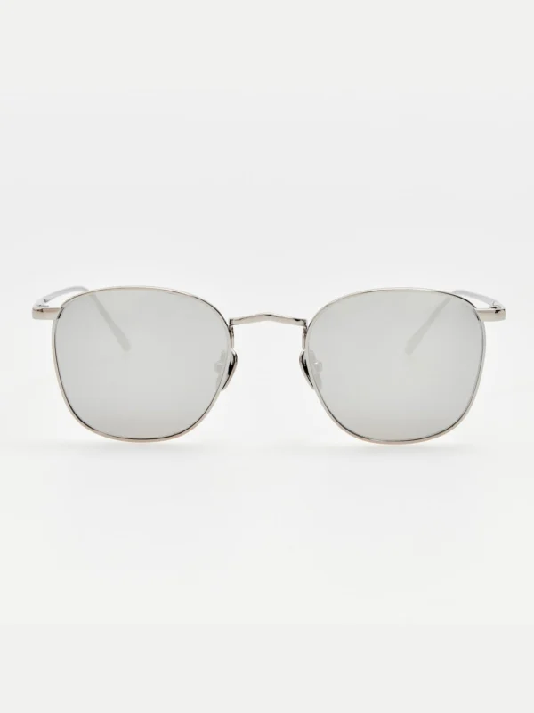 Linda Farrow Simon Square Sunglasses in 22K White Gold and Platinum
