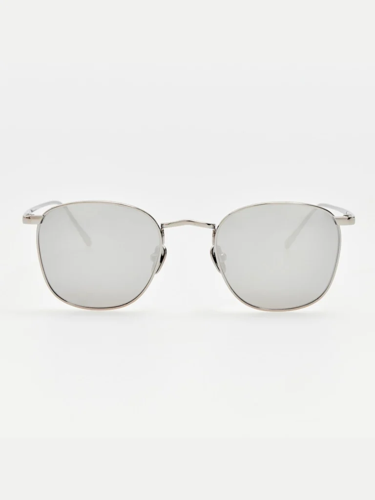 Linda Farrow Simon Square Sunglasses in 22K White Gold and Platinum