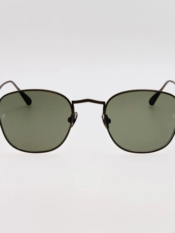 Linda Farrow Simon Square Sunglasses in Matt Black Nickel
