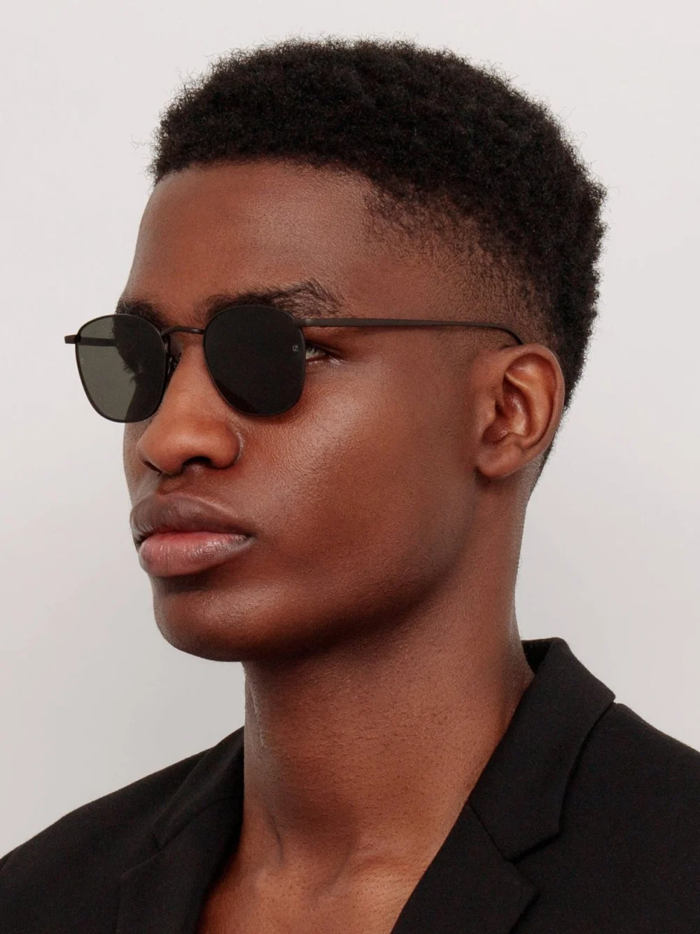 Linda Farrow Simon Square Sunglasses, matt black nickel, view 4