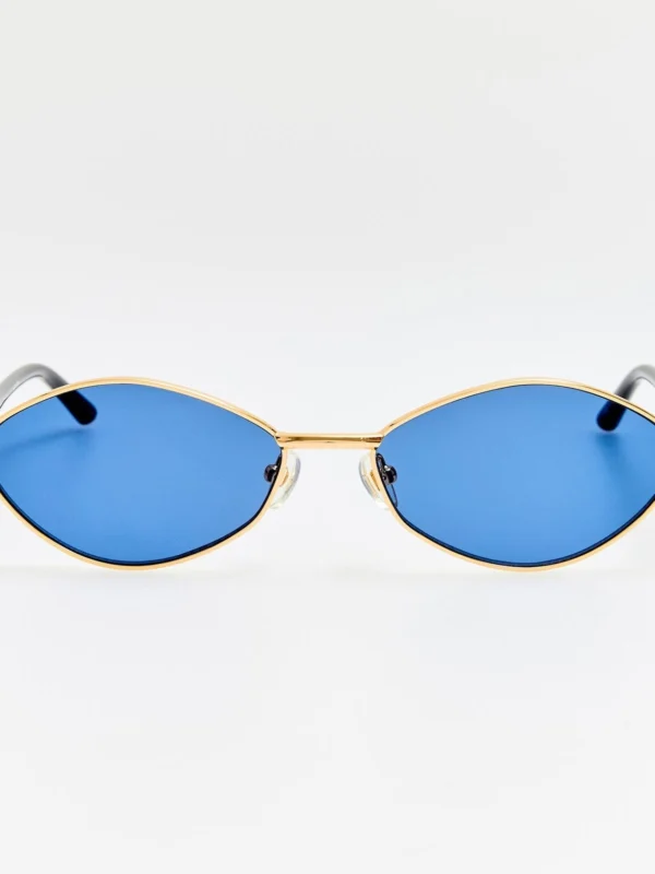 Linda Farrow Sirocco Sunglasses in Light Gold and Navy
