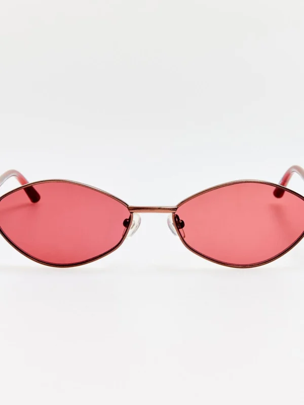 Linda Farrow Sirocco Sunglasses in Metallic Brown and Bordeaux