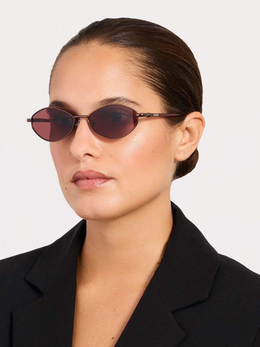 Linda Farrow Sirocco Sunglasses, metallic brown and bordeaux, view 3