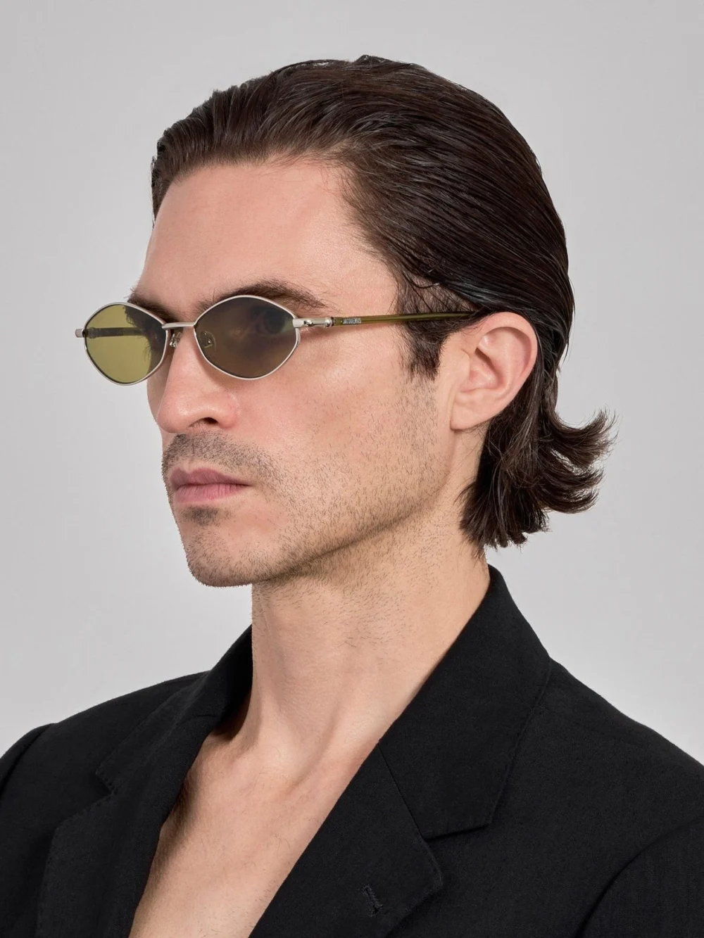 Linda Farrow Sirocco Sunglasses, silver and khaki, view 4